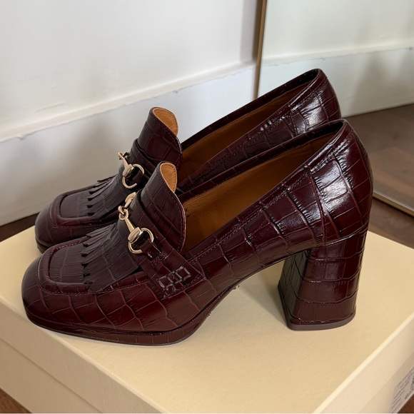 Sezane Julianne Loafers Brown Croco - Size 7 (38) - Picture 2 of 9